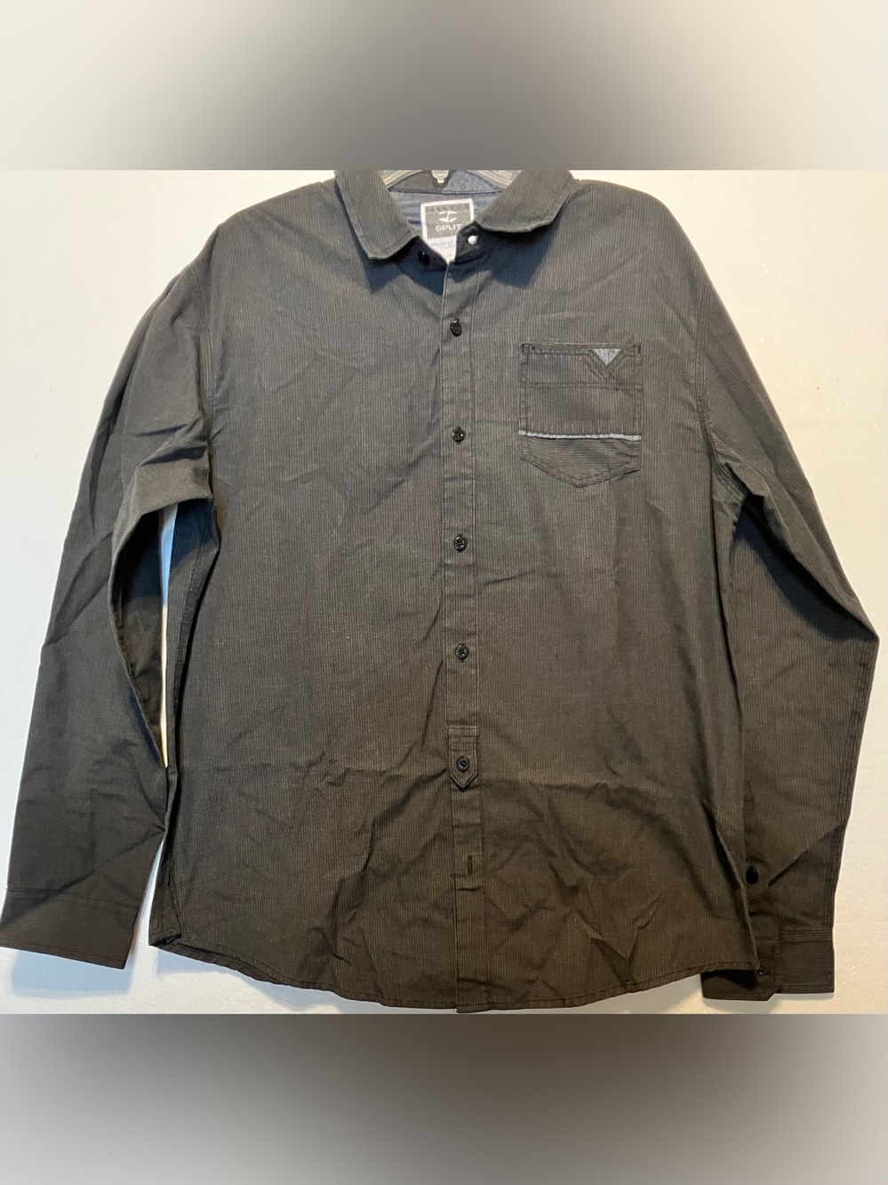 Men's Split XL Long-Sleeve Button-Down Shirt - Charcoal